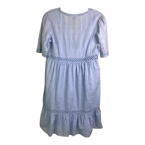 Knox Rose Dress Womens Size Medium Blue Eyelet Peasant V-Neck Short Sleeve NWT - Picture 7 of 10